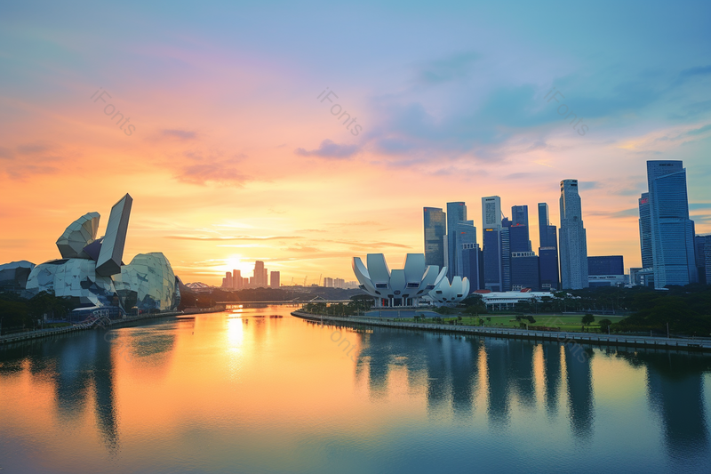 晚霞里时尚靓丽的大城市大都市空中花园,高清,摄影图,摄影图片,图片大全,摄影图免费下载